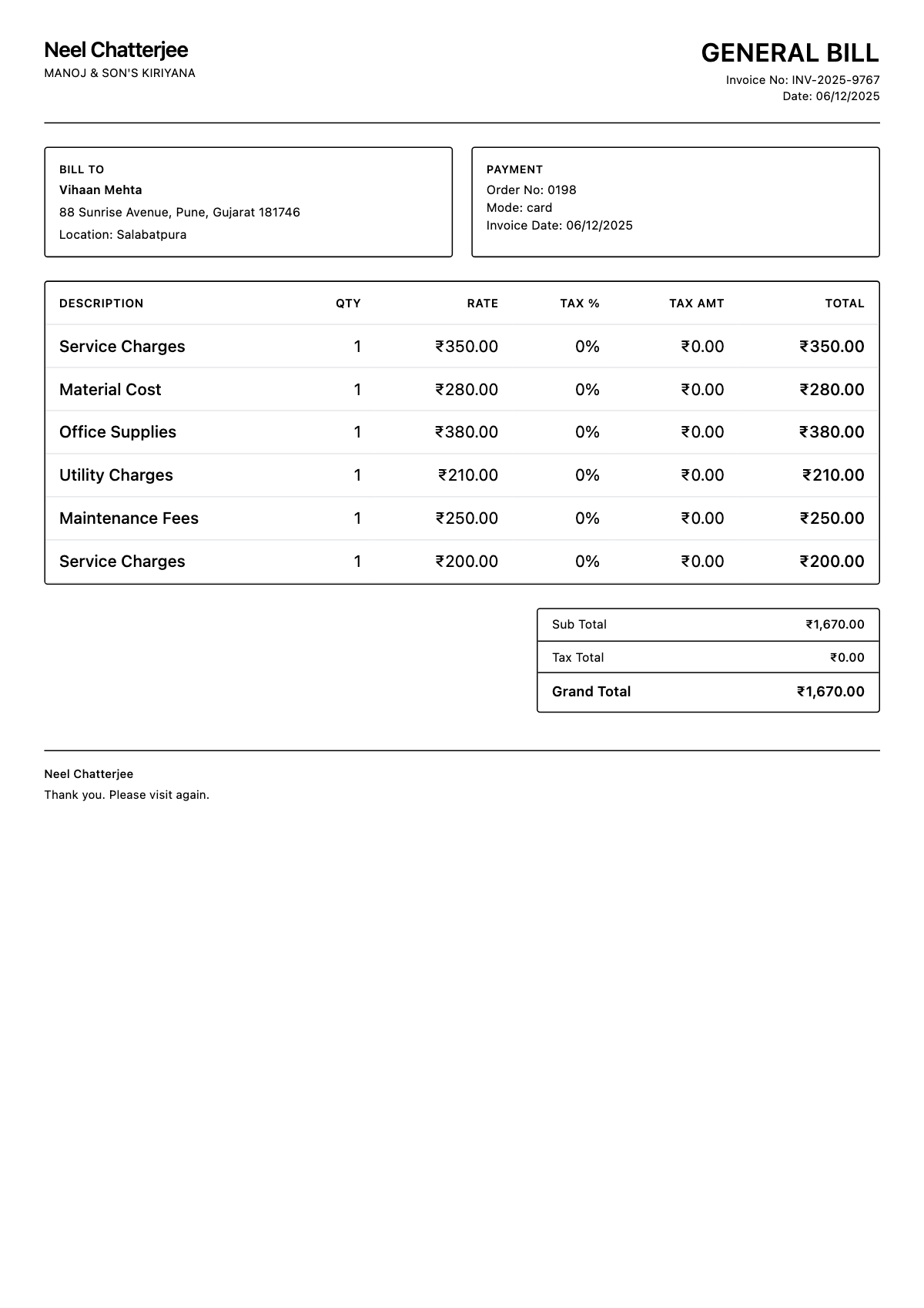 General Bill Generator - Create Versatile Bills Online | Try Free ...