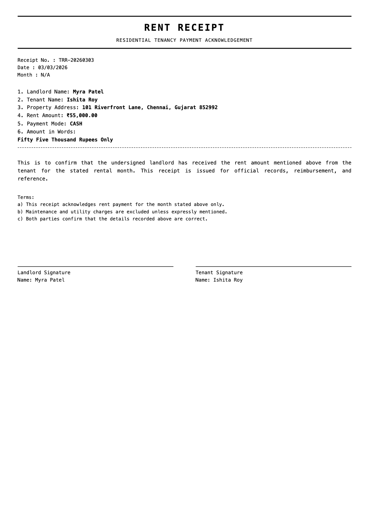 Rent Receipt Generator - Create HRA Rent Receipts Online | Try Free ...